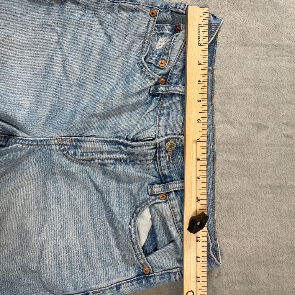 American Eagle Jeans Size 0 Regular Stovepipe High Rise Straight Leg Light Wash - Picture 4 of 8